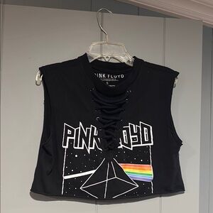 Pink Floyd Black Muscle Tee Crop Cut Out